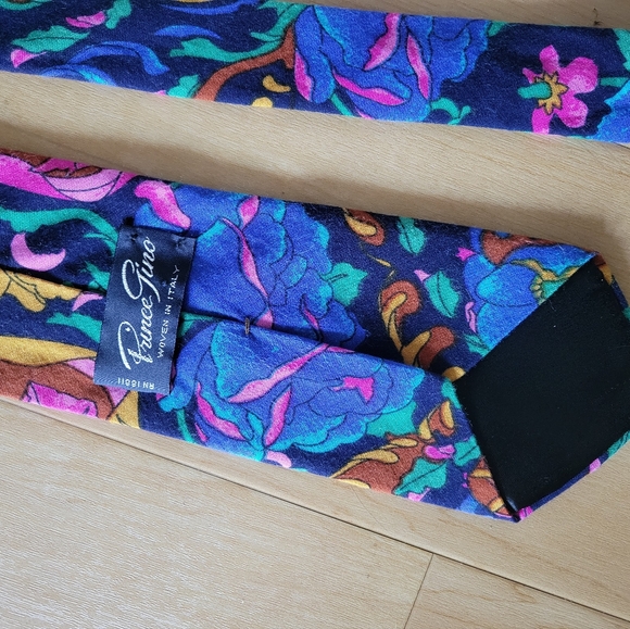 Prince Gino Other - Vintage Prince Gino Bright Floral Woven Tie Made in Italy